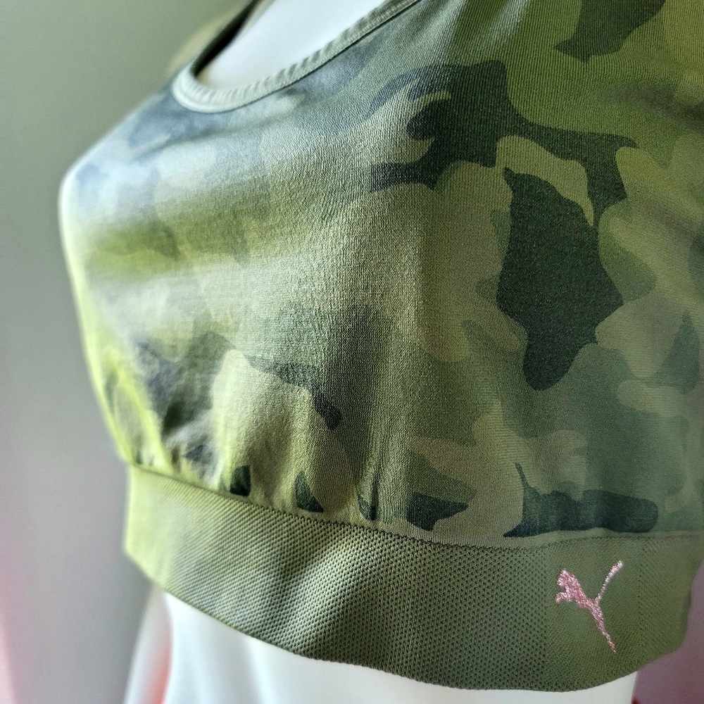 Puma Green Camo Sports Bra